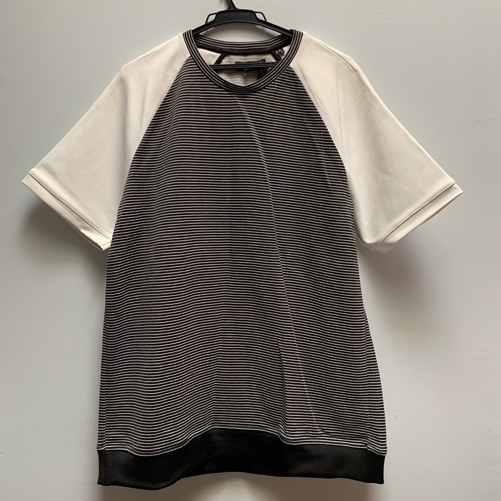 NEW Kenneth Cole Mixed Material Cut-Sew Top.